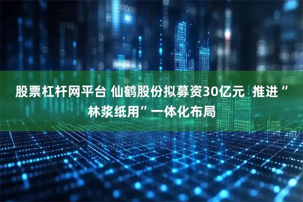 股票杠杆网平台 仙鹤股份拟募资30亿元  推进“林浆纸用”一体化布局